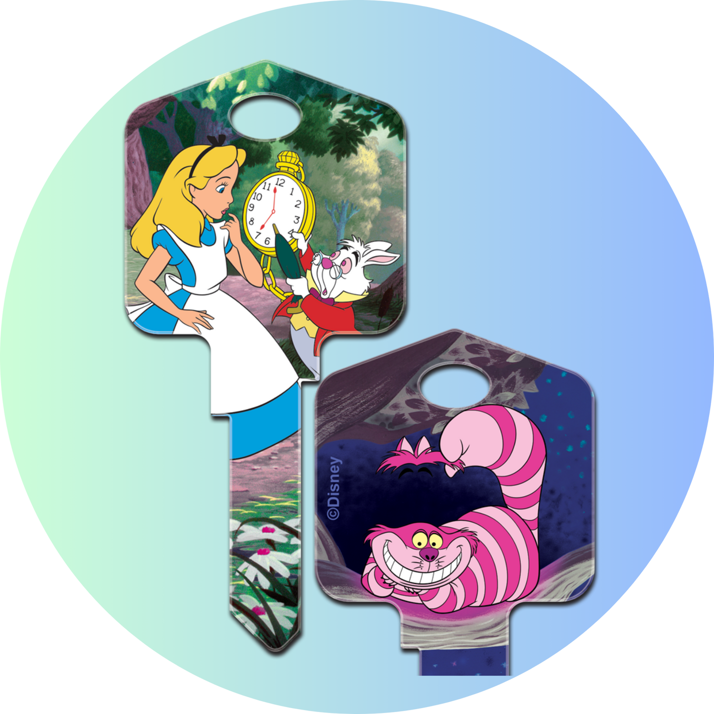 Disney's Alice in Wonderland's Uncut House Key Blank Alice & Cheshire Cat