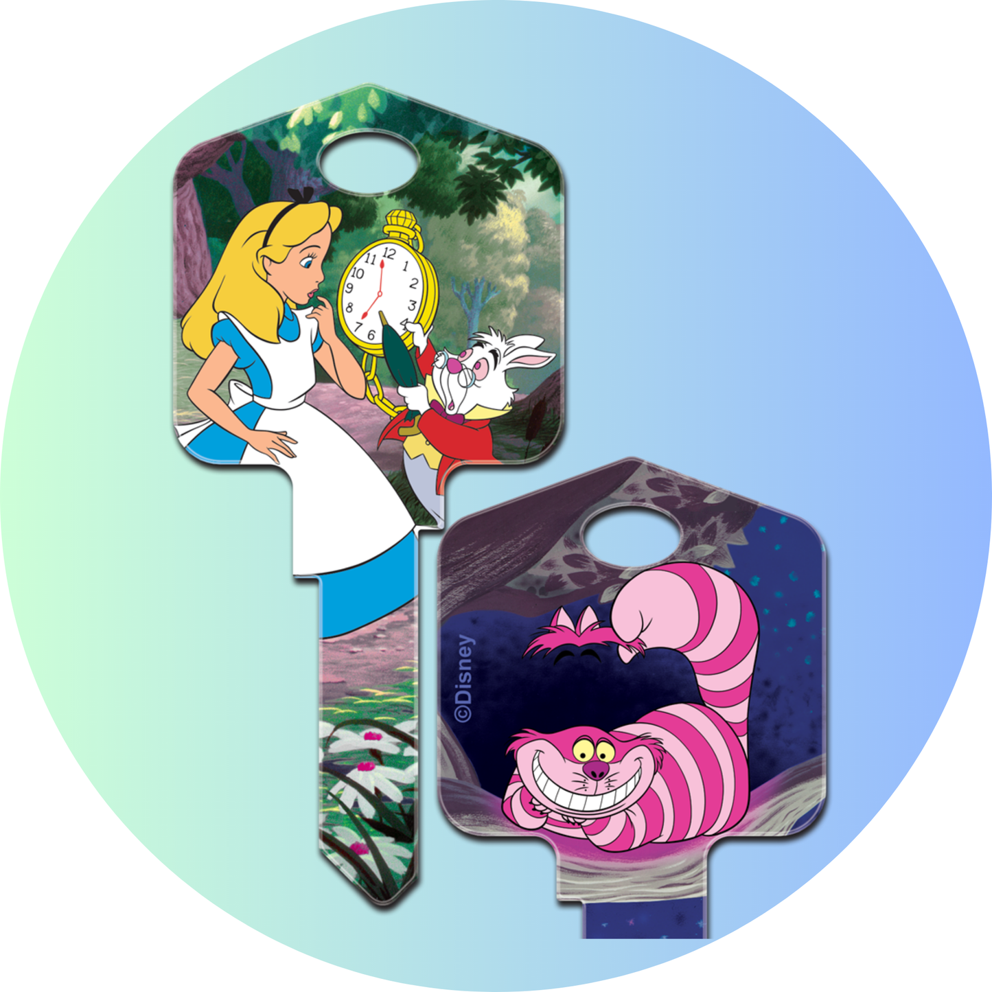 Disney's Alice in Wonderland's Uncut House Key Blank Alice & Cheshire Cat