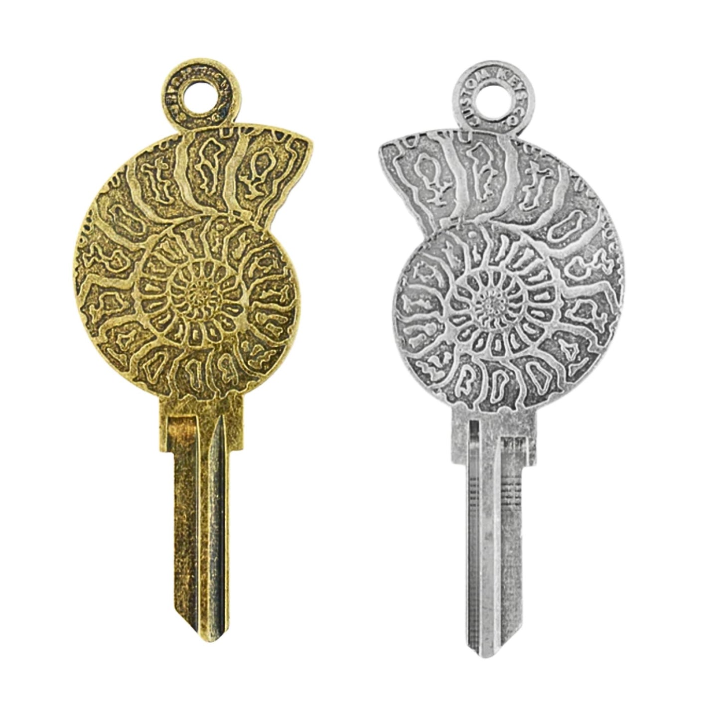 Steampunk Ammonite Fossil Uncut House Key Blank