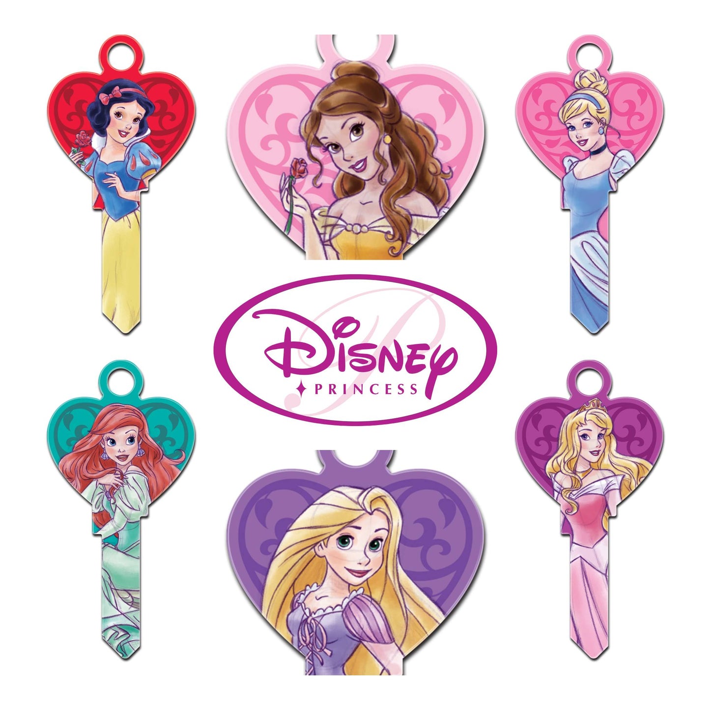Disney Princess Heart Shaped Uncut House Key Blank 6 Designs