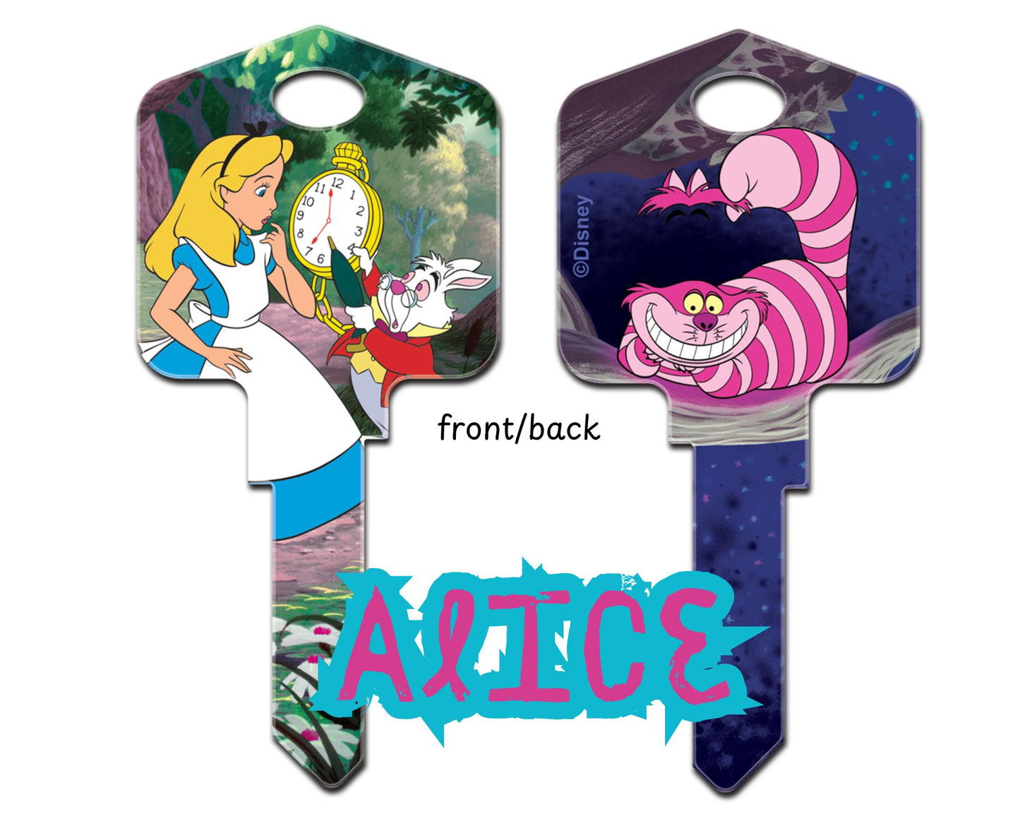Disney's Alice in Wonderland's Uncut House Key Blank Alice & Cheshire Cat