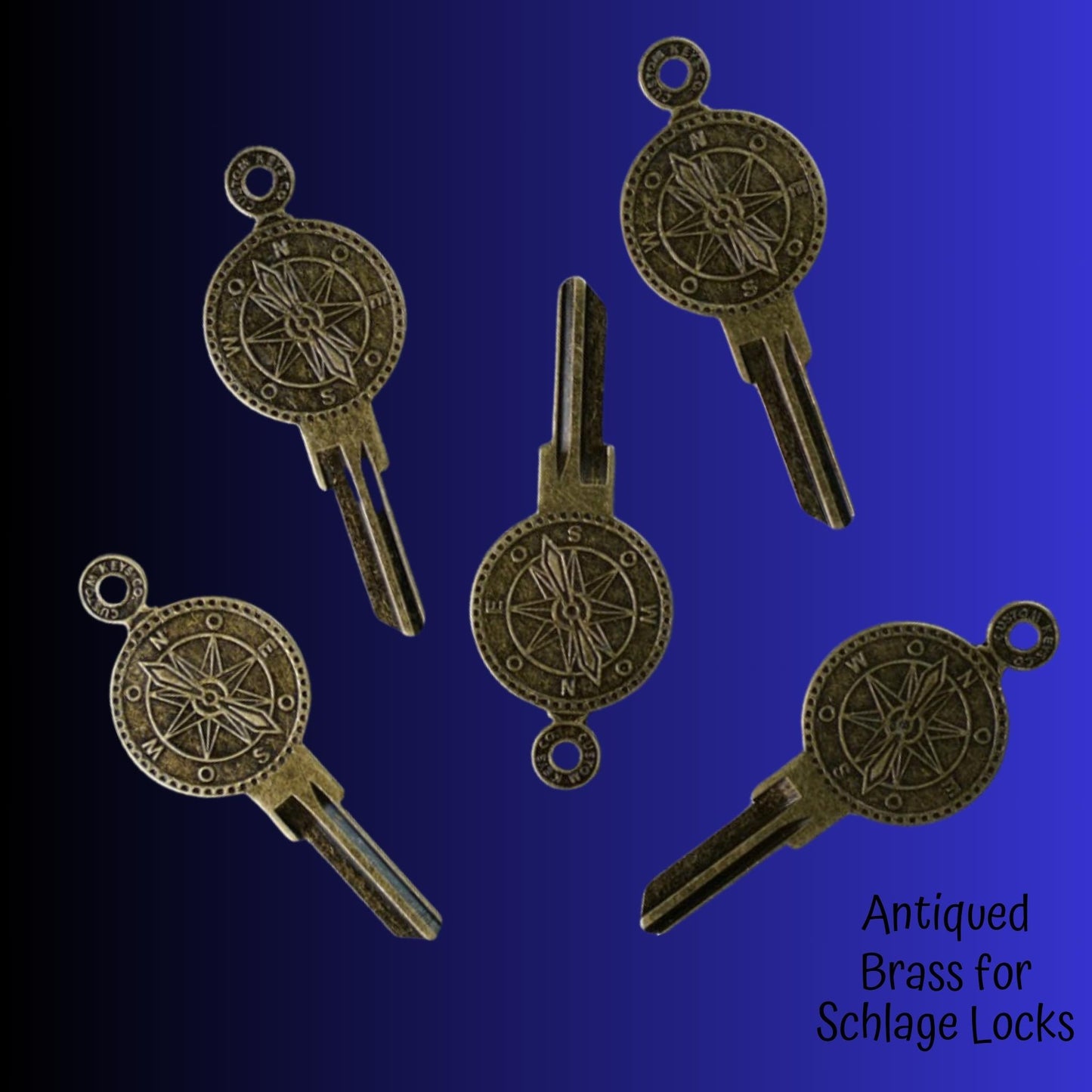 Steampunk Compass Navigator Uncut House Key Blank