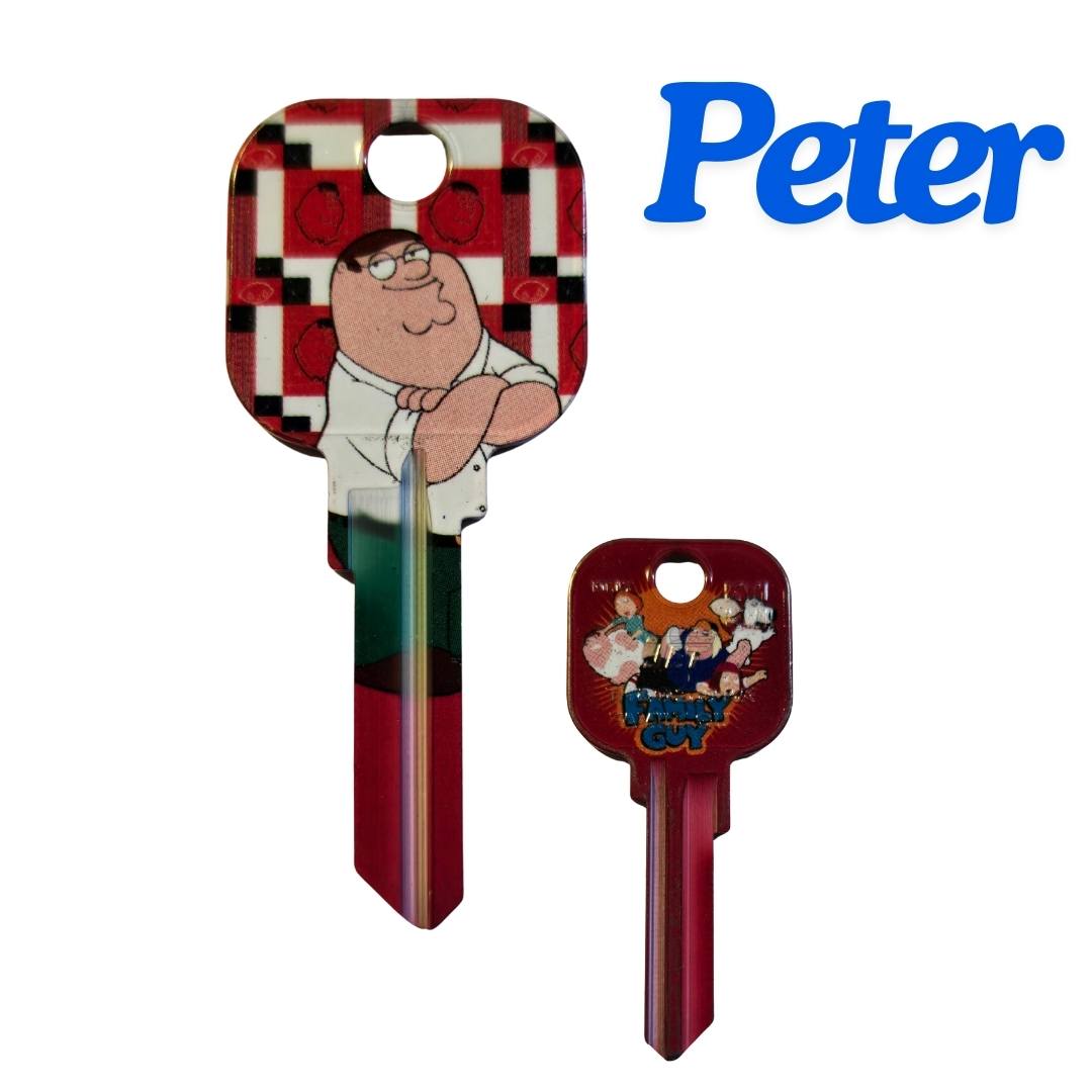 Family Guy, Brian, Stewie, Peter, Lois, Meg or Chris Uncut House Key Blank DISCONTINUED