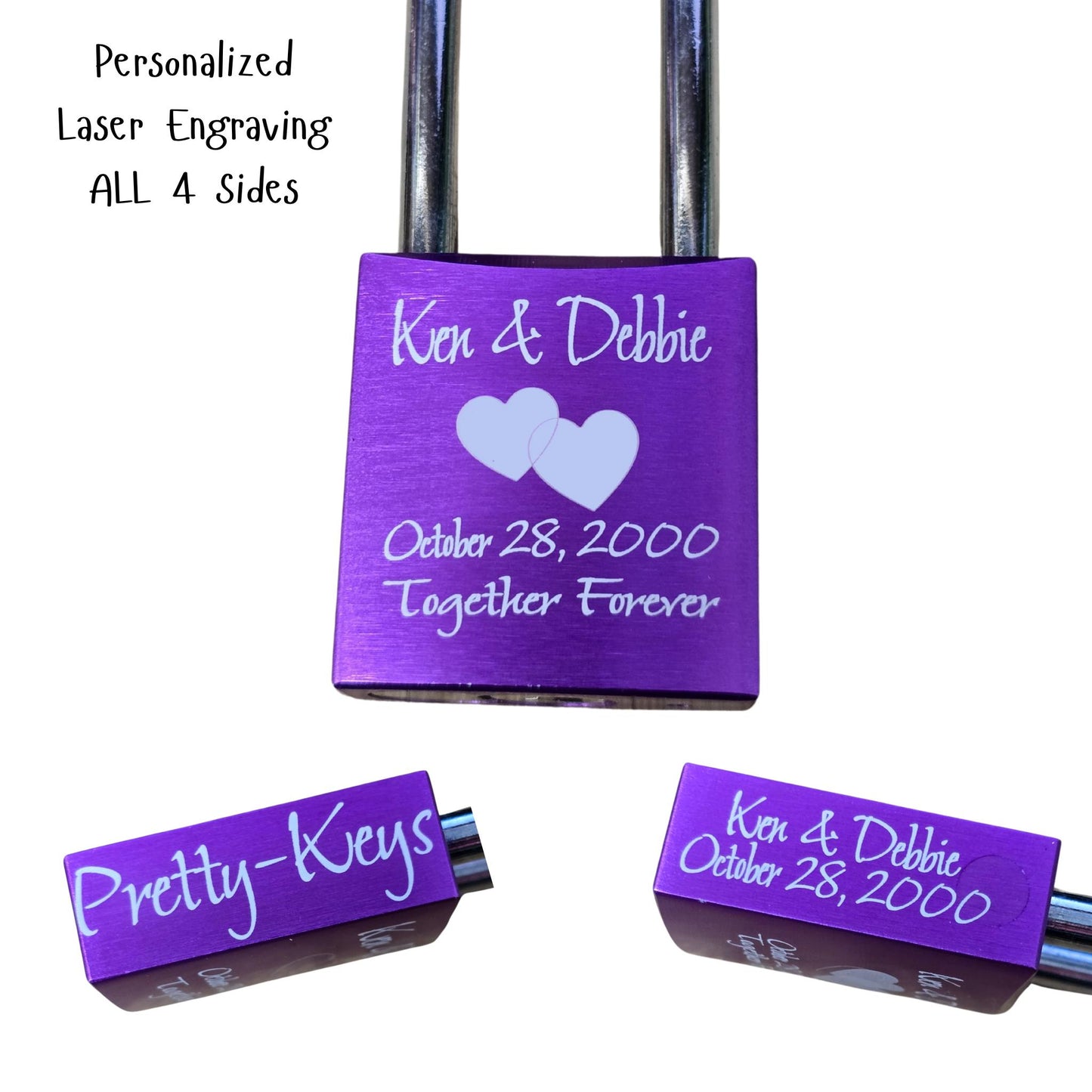 Love Locks Laser Engraved Custom Personalized Padlocks