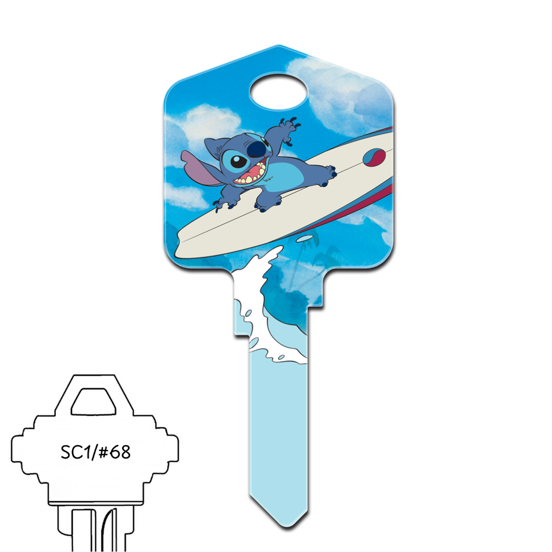 Disney's Surfin Stitch from Lilo & Stitch large uncut House Key Blank