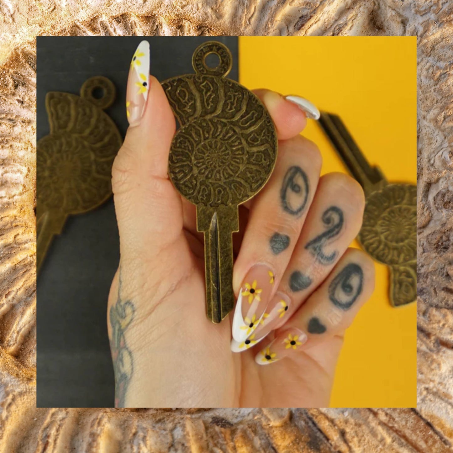 Steampunk Ammonite Fossil Uncut House Key Blank