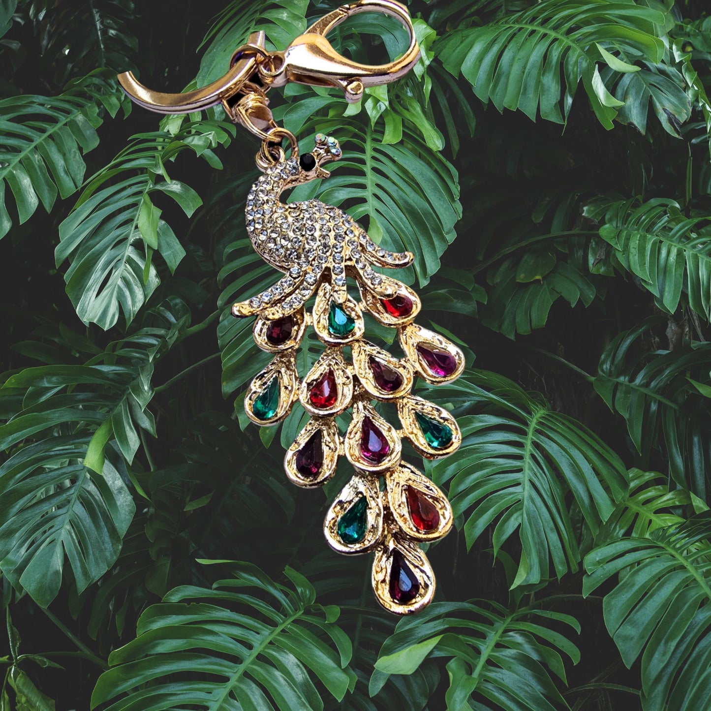 Crystal Peacock Keychain, Purse Charm