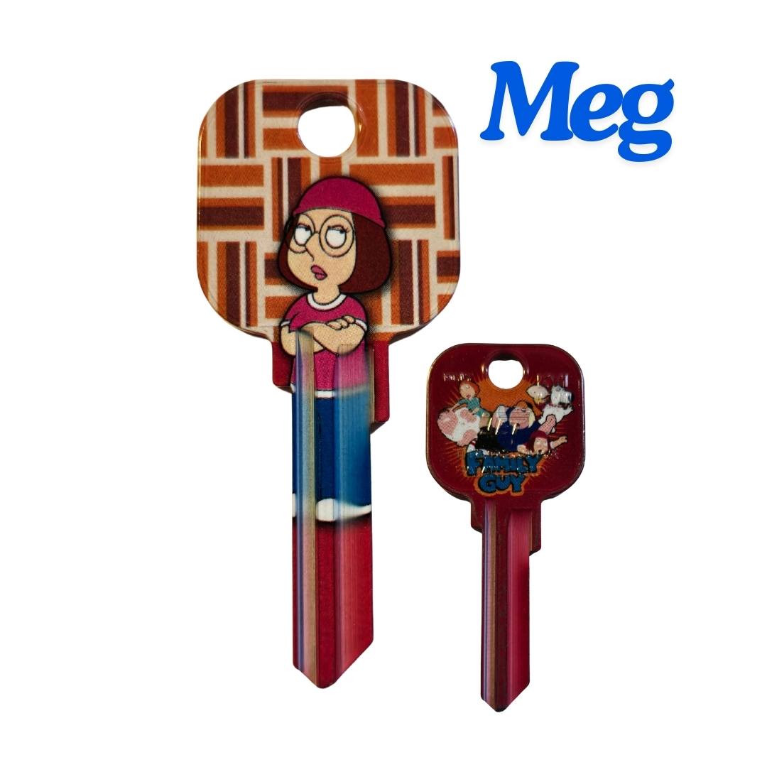 Family Guy, Brian, Stewie, Peter, Lois, Meg or Chris Uncut House Key Blank DISCONTINUED