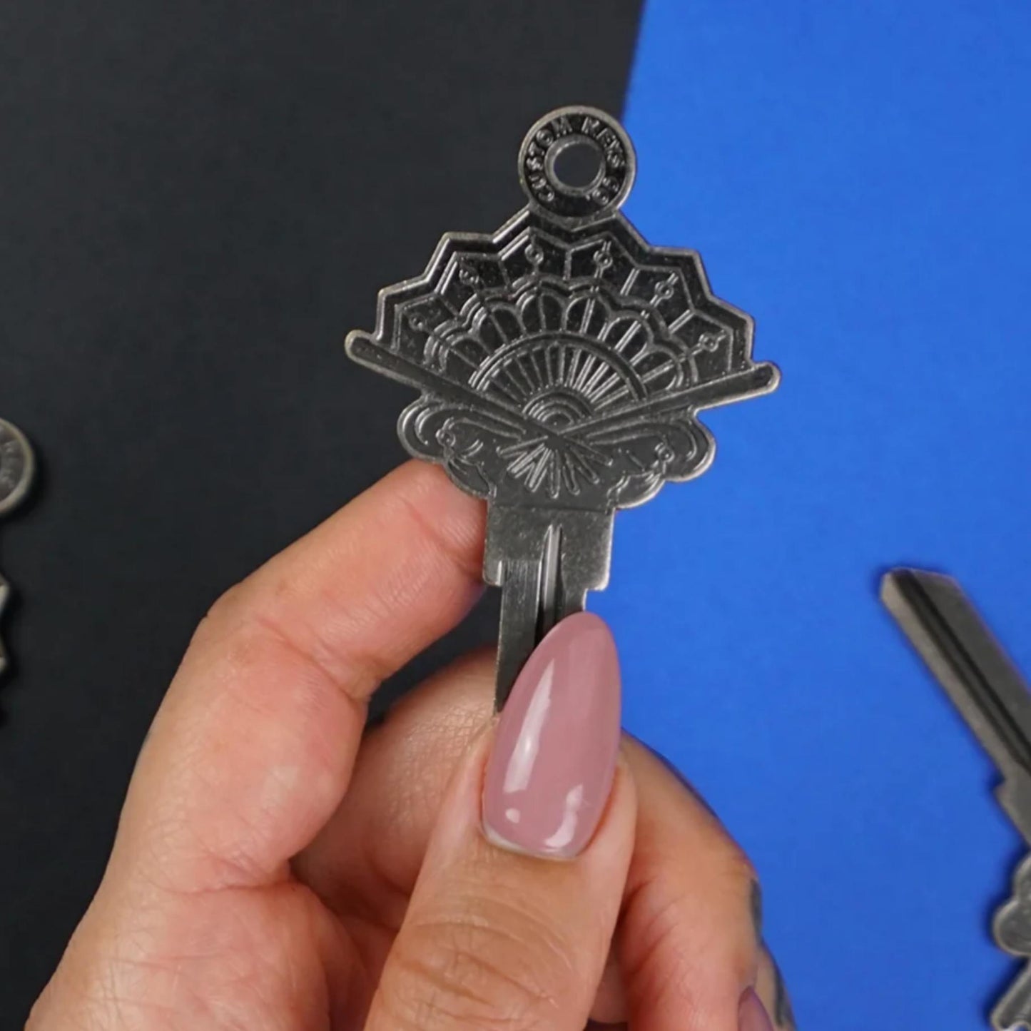Steampunk Japanese Fan Uncut House Key Blank