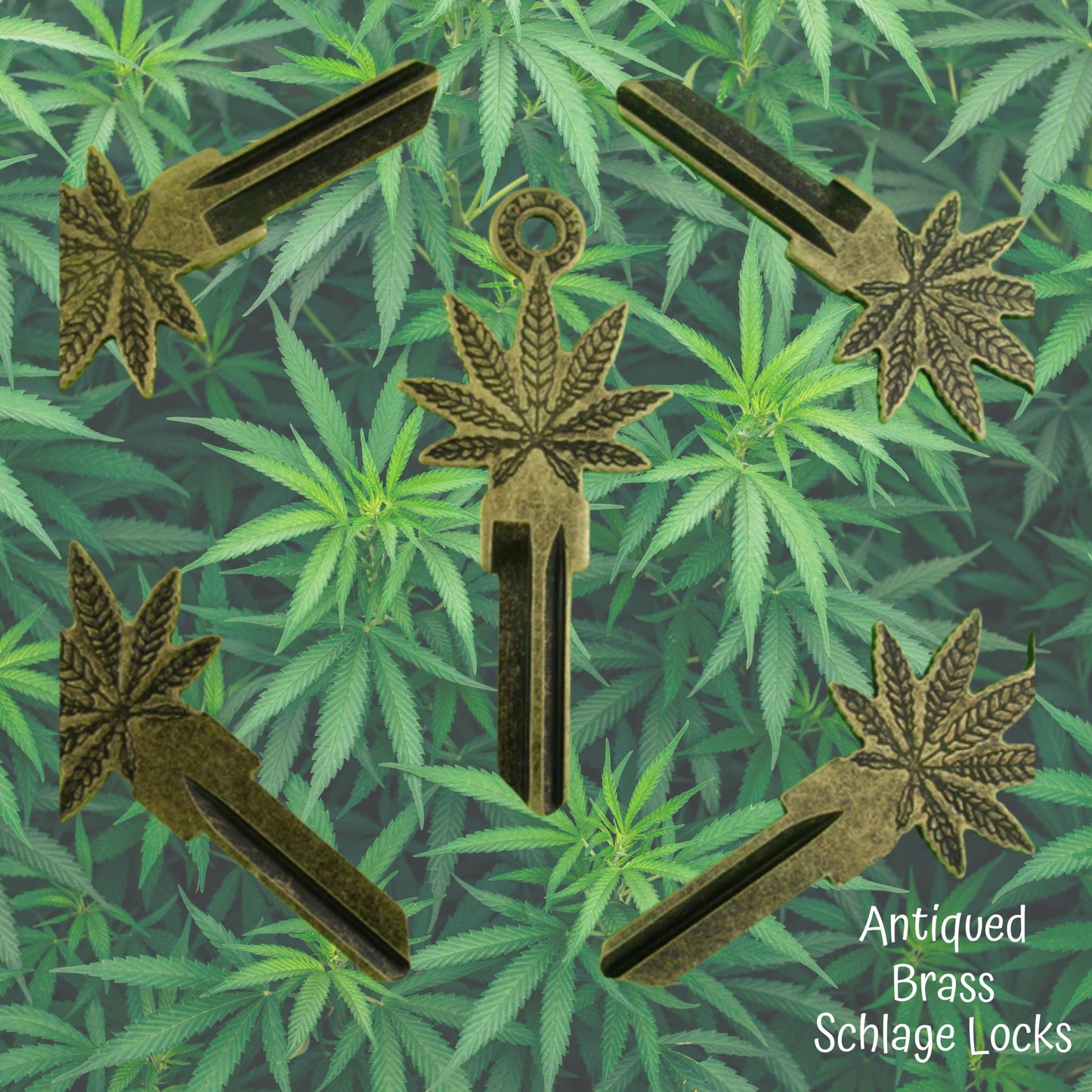 Steampunk Cannabis Leaf Uncut House Key Blank