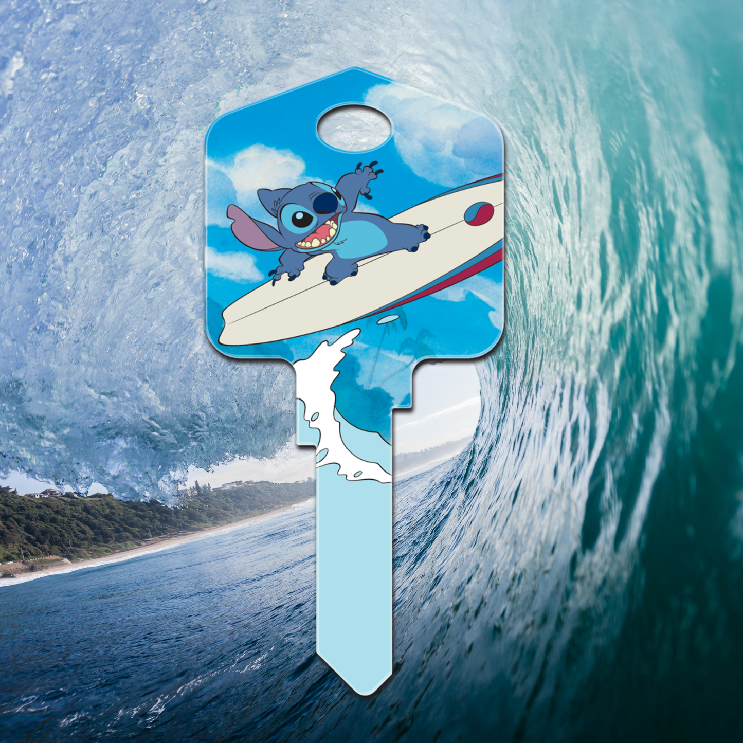 Disney's Surfin Stitch from Lilo & Stitch large uncut House Key Blank