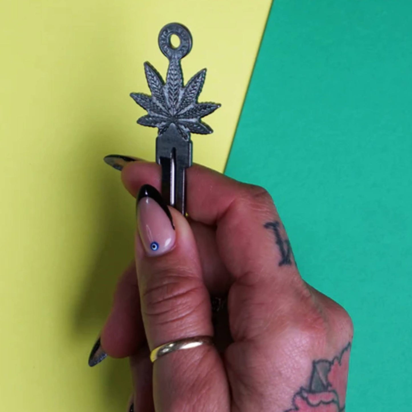 Steampunk Cannabis Leaf Uncut House Key Blank