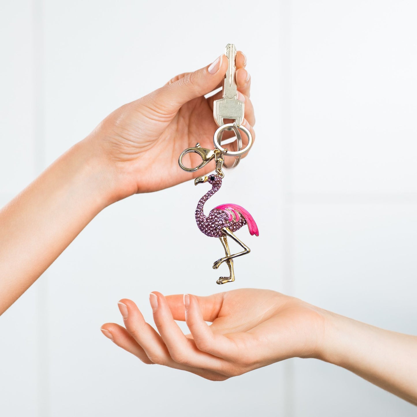 Crystal Flamingo Keychain, Purse Charm