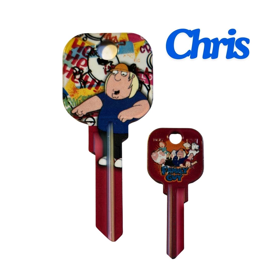 Family Guy, Brian, Stewie, Peter, Lois, Meg or Chris Uncut House Key Blank DISCONTINUED