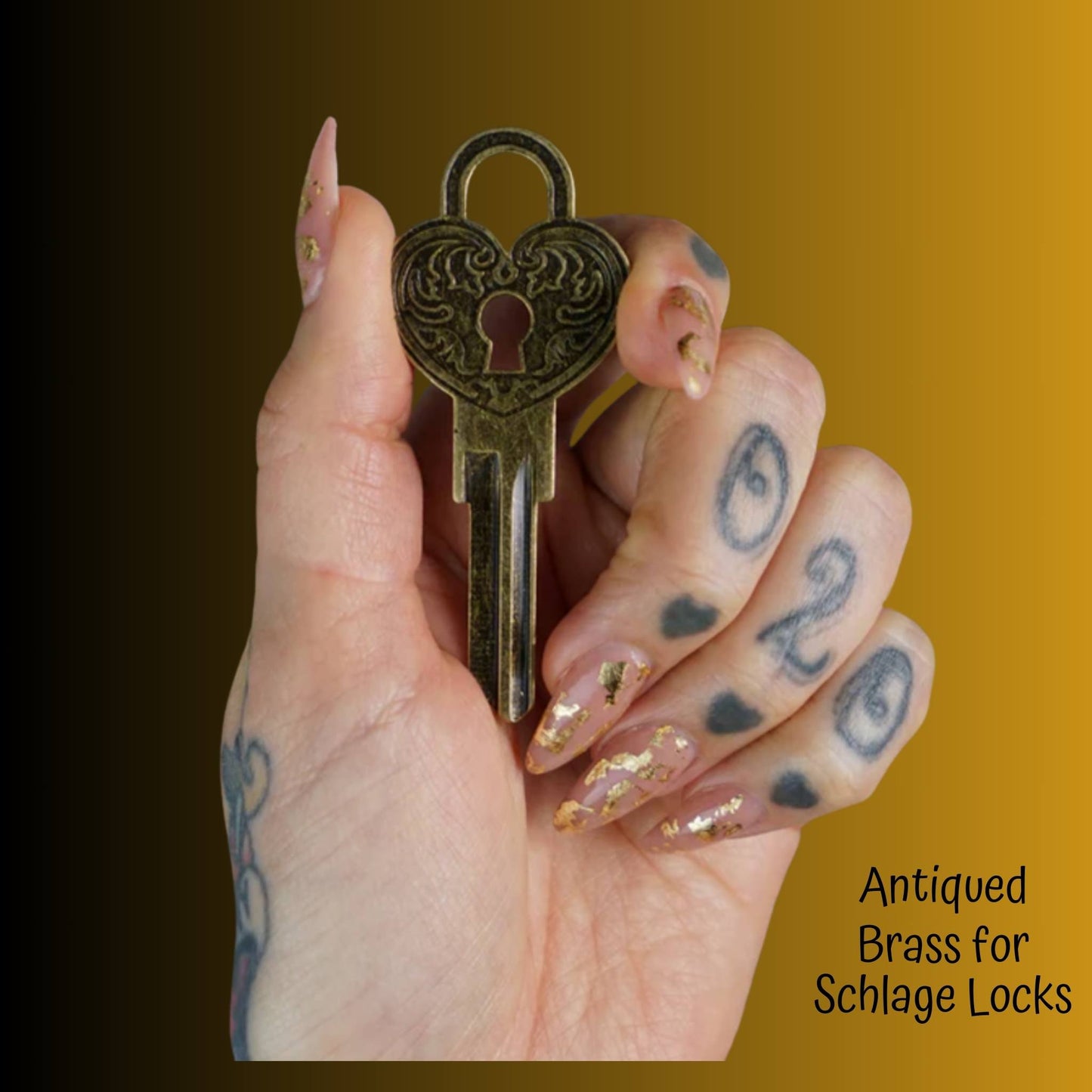 Steampunk Heart Lock Uncut House Key Blank
