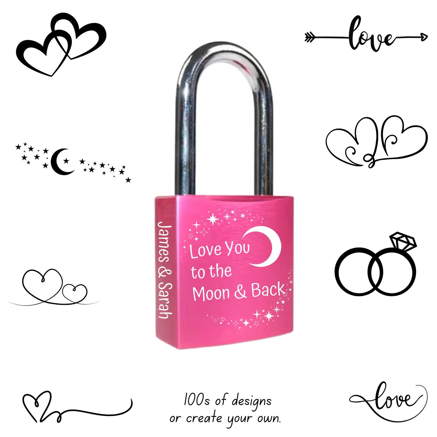 Love Locks Laser Engraved Custom Personalized Padlocks