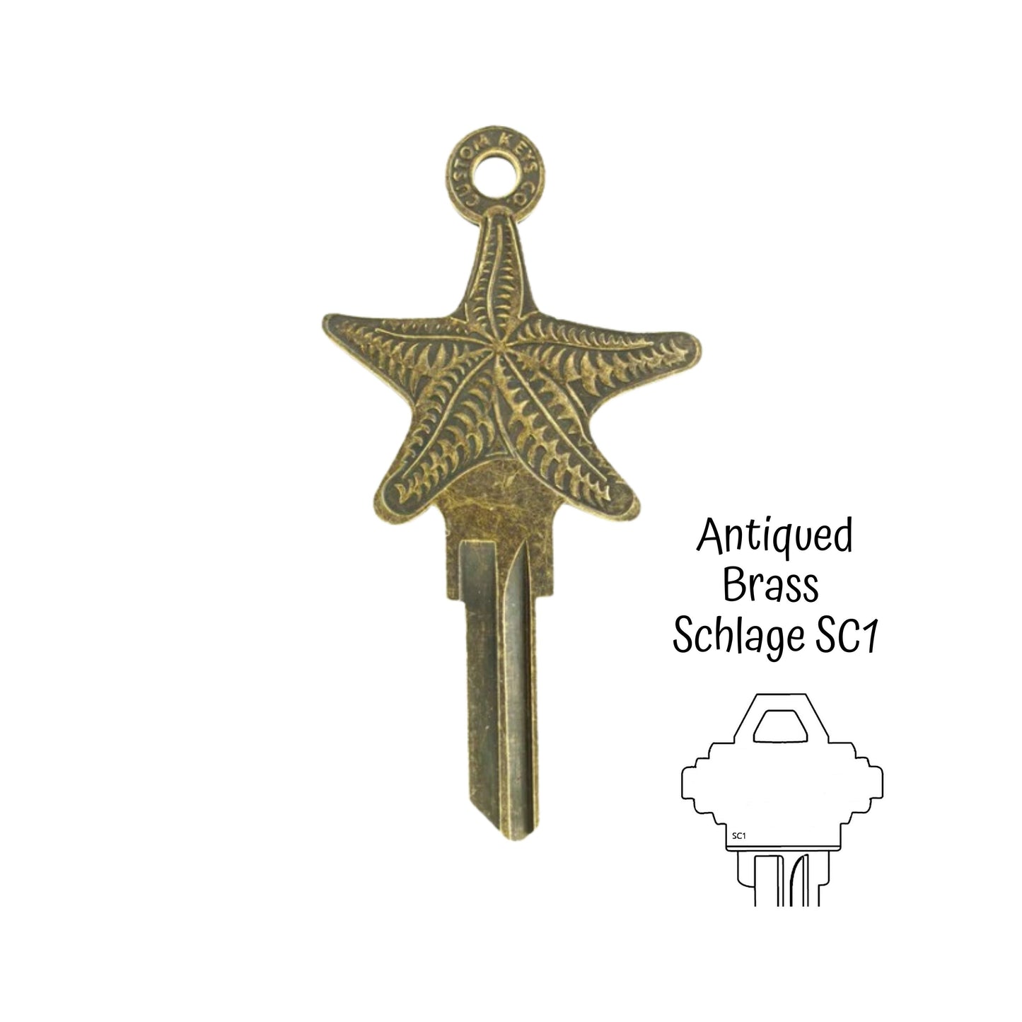 Steampunk Starfish Sealife Uncut House Key Blank