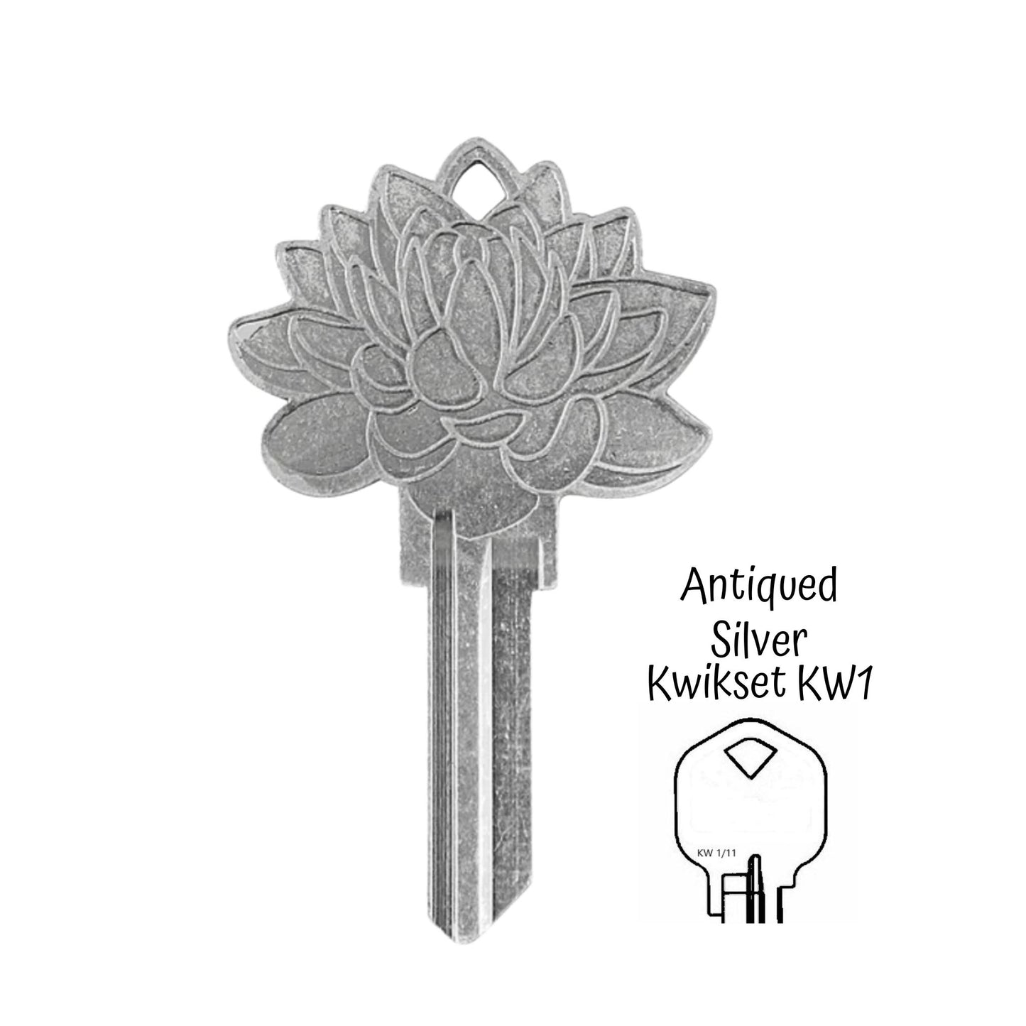 Steampunk Lotus Flower Uncut House Key Blank