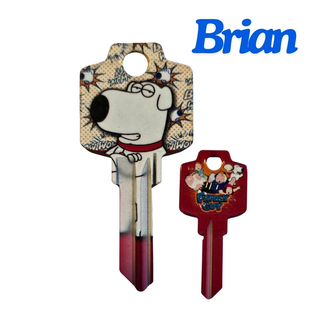 Family Guy, Brian, Stewie, Peter, Lois, Meg or Chris Uncut House Key Blank DISCONTINUED