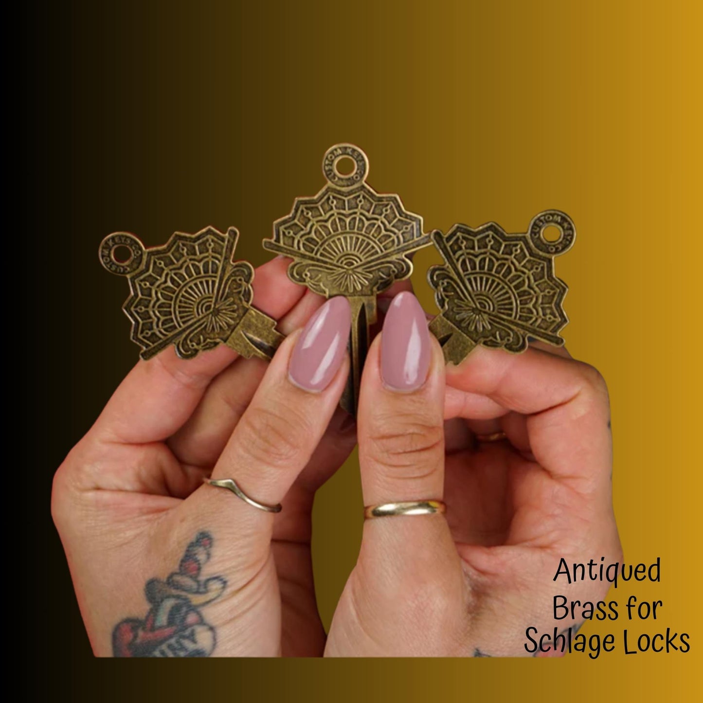 Steampunk Japanese Fan Uncut House Key Blank