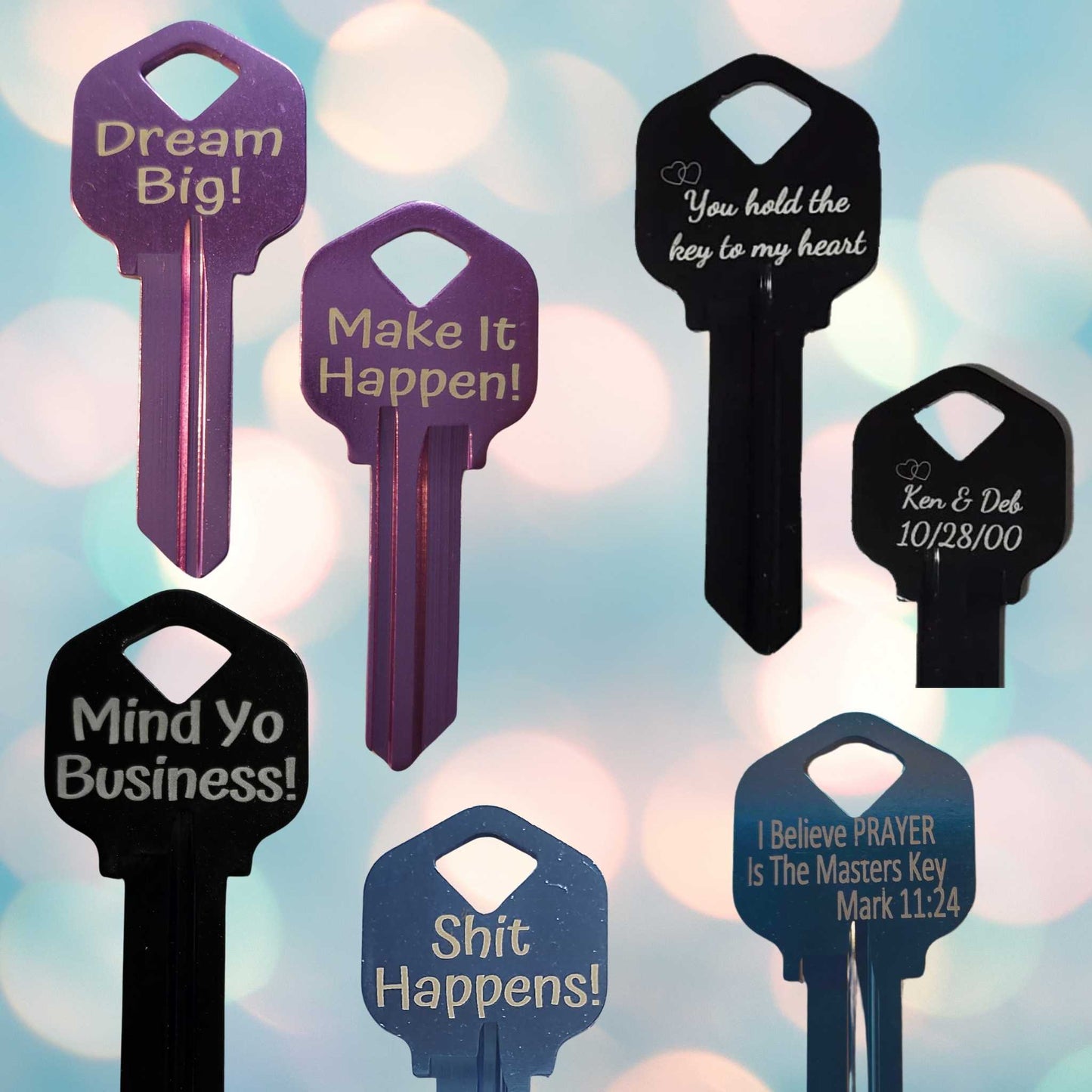 Custom Colorful Key Laser Engrave Personalized Home or Office Key Blank