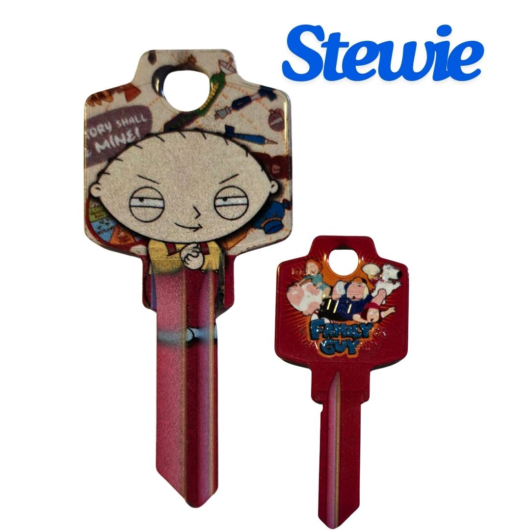 Family Guy, Brian, Stewie, Peter, Lois, Meg or Chris Uncut House Key Blank DISCONTINUED