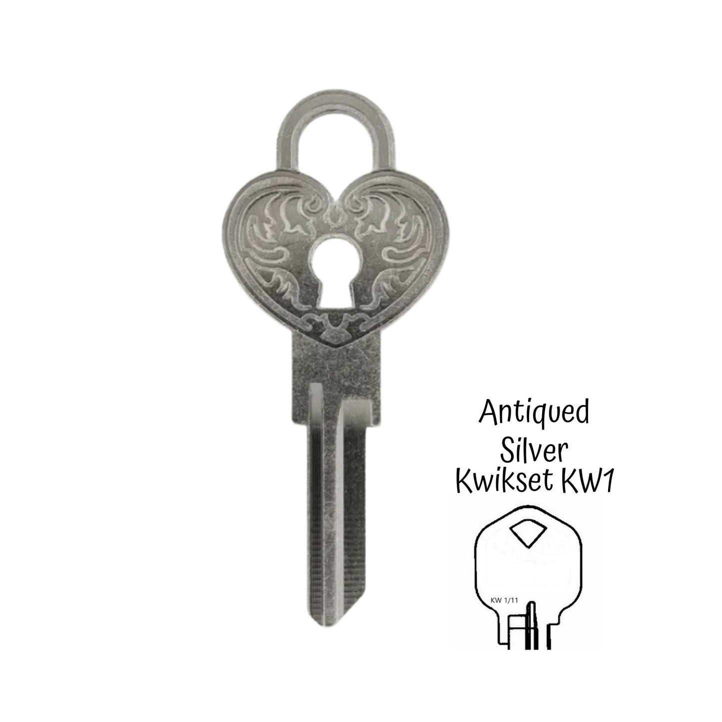 Steampunk Heart Lock Uncut House Key Blank