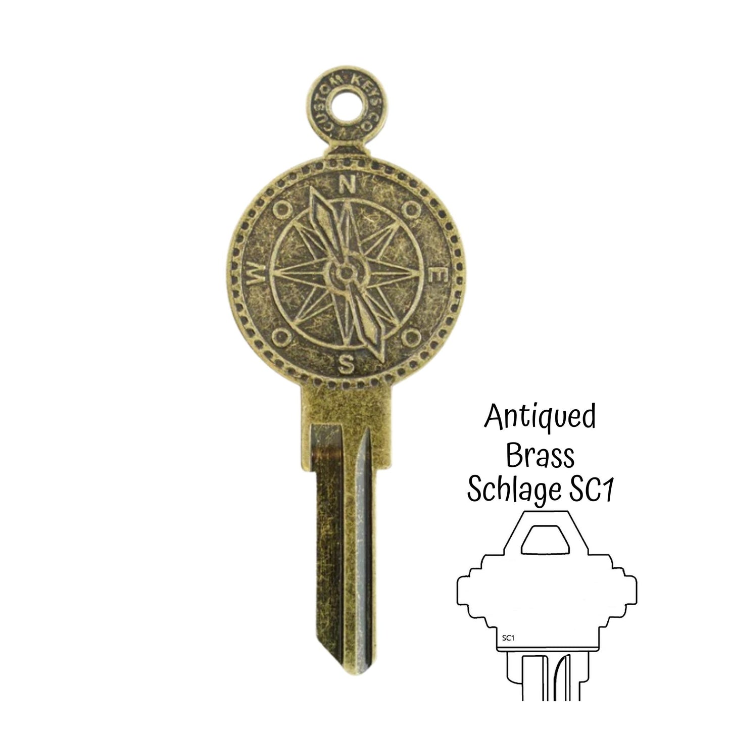 Steampunk Compass Navigator Uncut House Key Blank