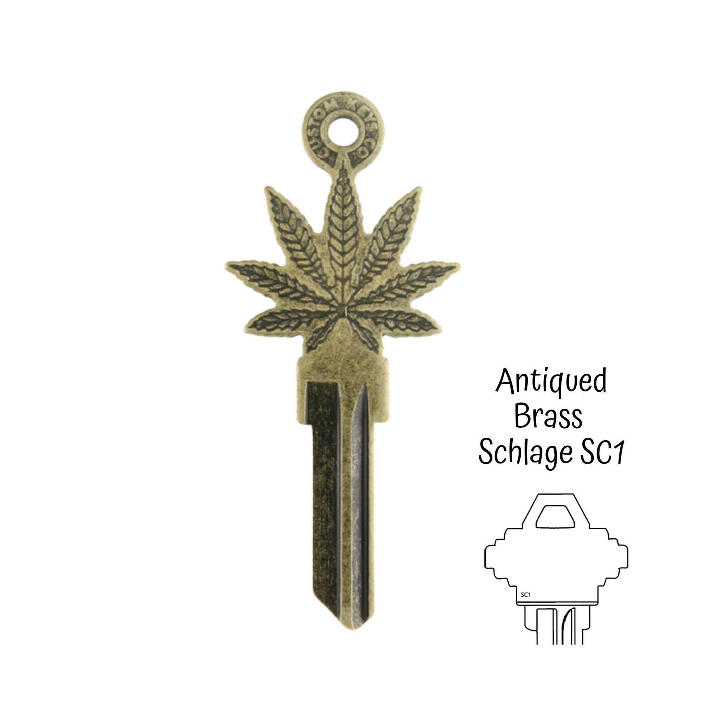 Steampunk Cannabis Leaf Uncut House Key Blank