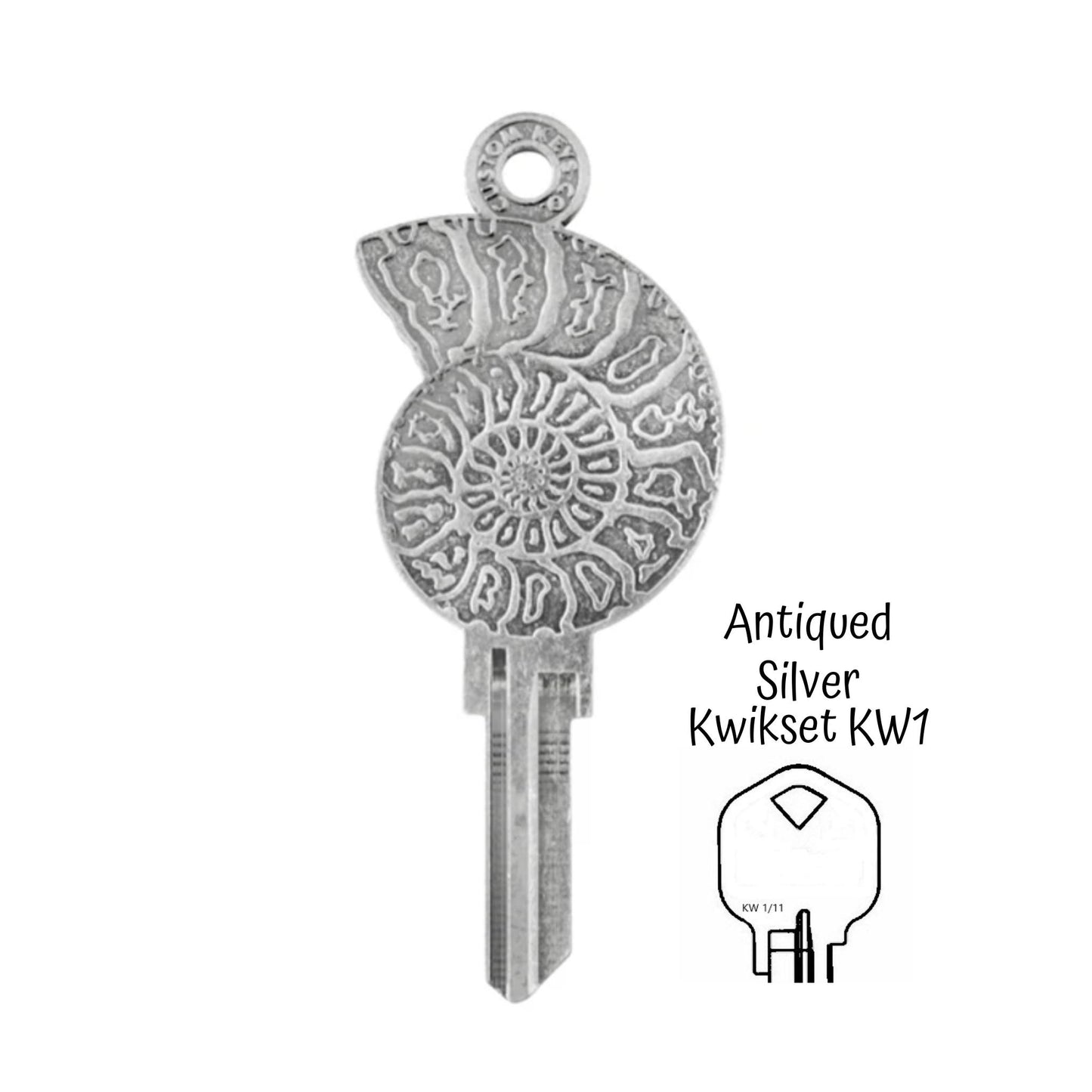Steampunk Ammonite Fossil Uncut House Key Blank