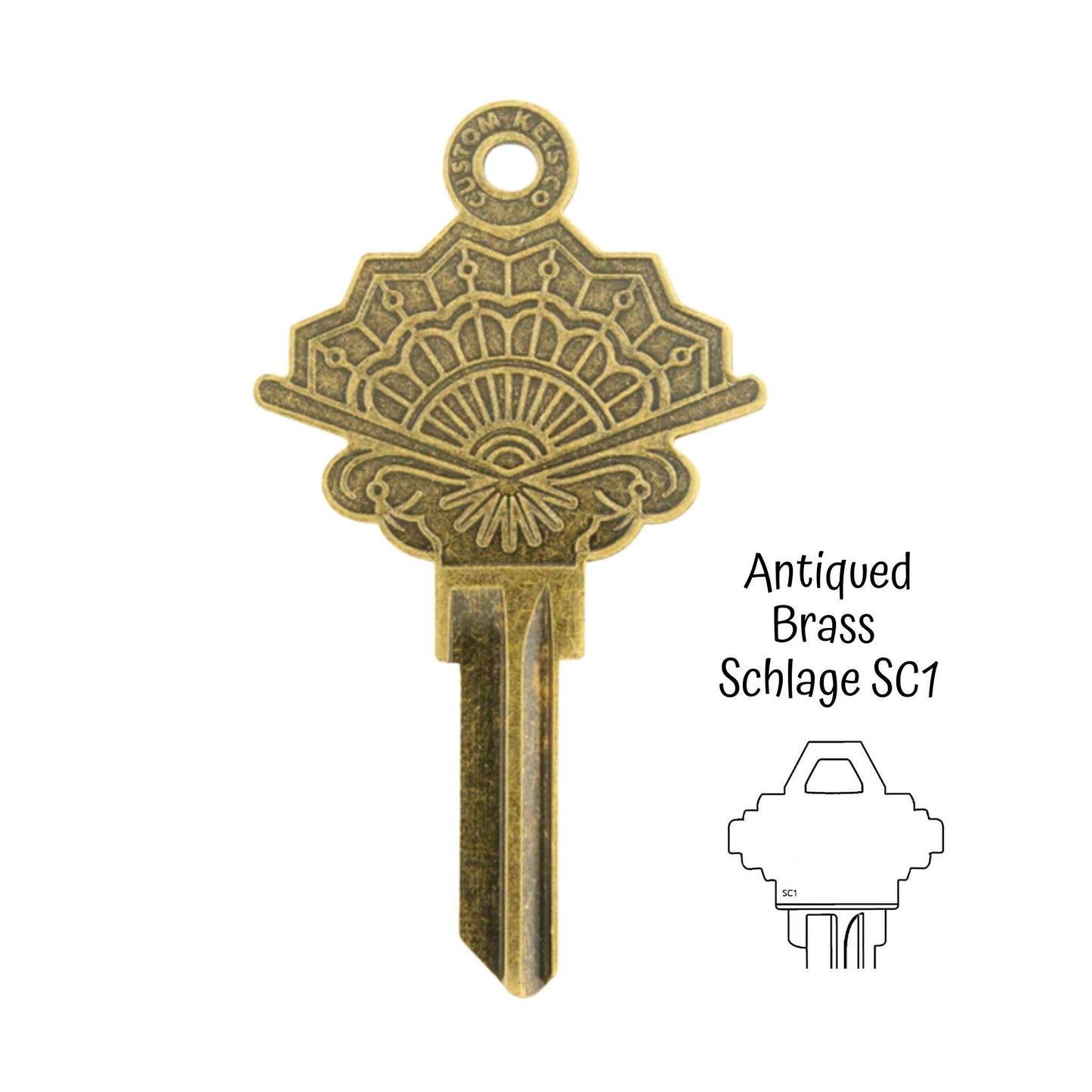 Steampunk Japanese Fan Uncut House Key Blank