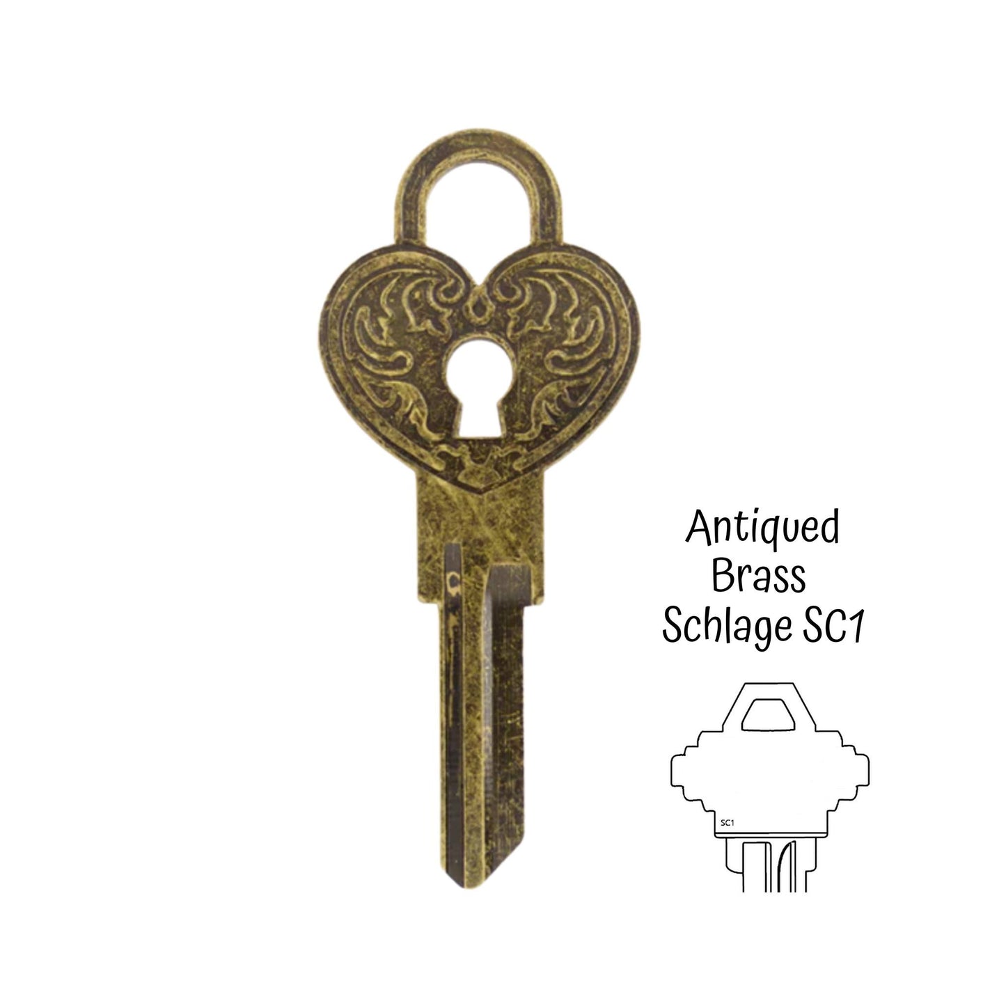 Steampunk Heart Lock Uncut House Key Blank