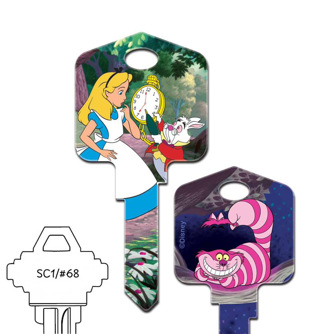 Disney's Alice in Wonderland's Uncut House Key Blank Alice & Cheshire Cat