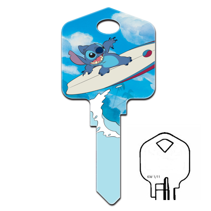 Disney's Surfin Stitch from Lilo & Stitch large uncut House Key Blank