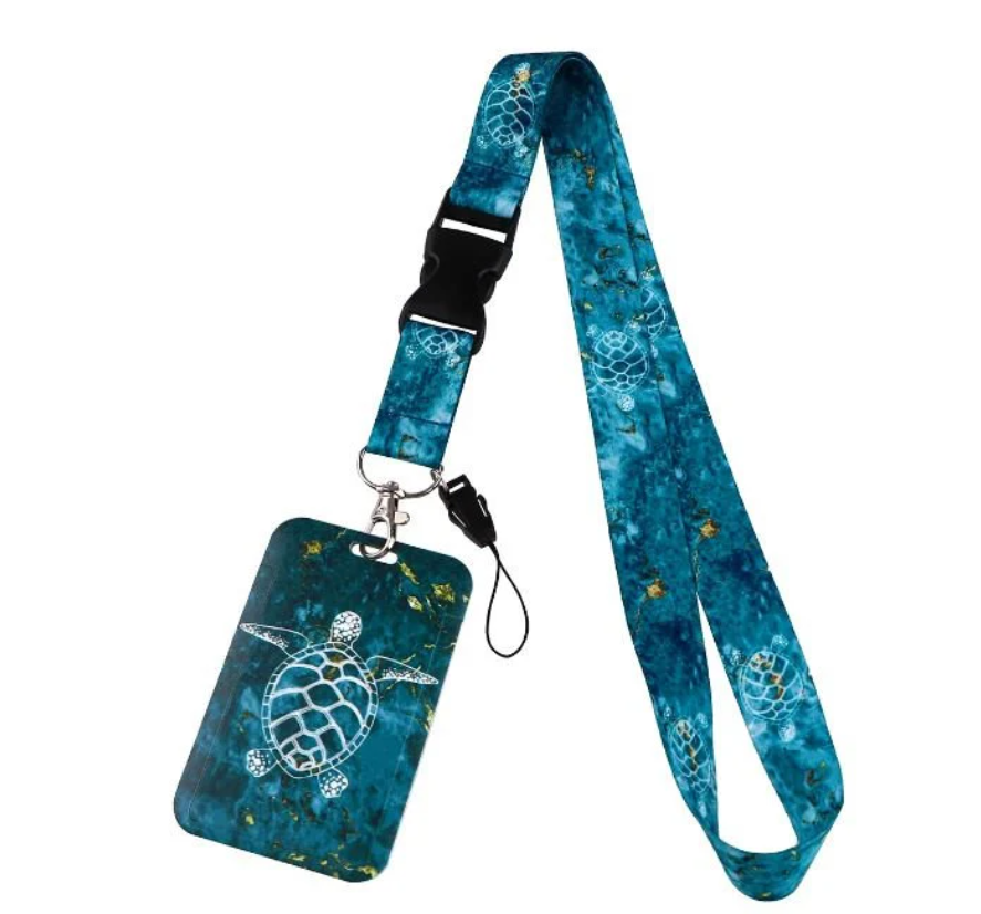 Sea Turtle Lanyard Badge, Cell Phone, ID Card Holder, Keychain Neck Strap Keyring safety breakaway.