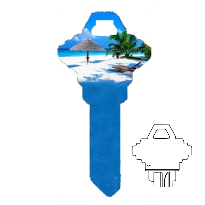 At The Beach uncut House Key Blank