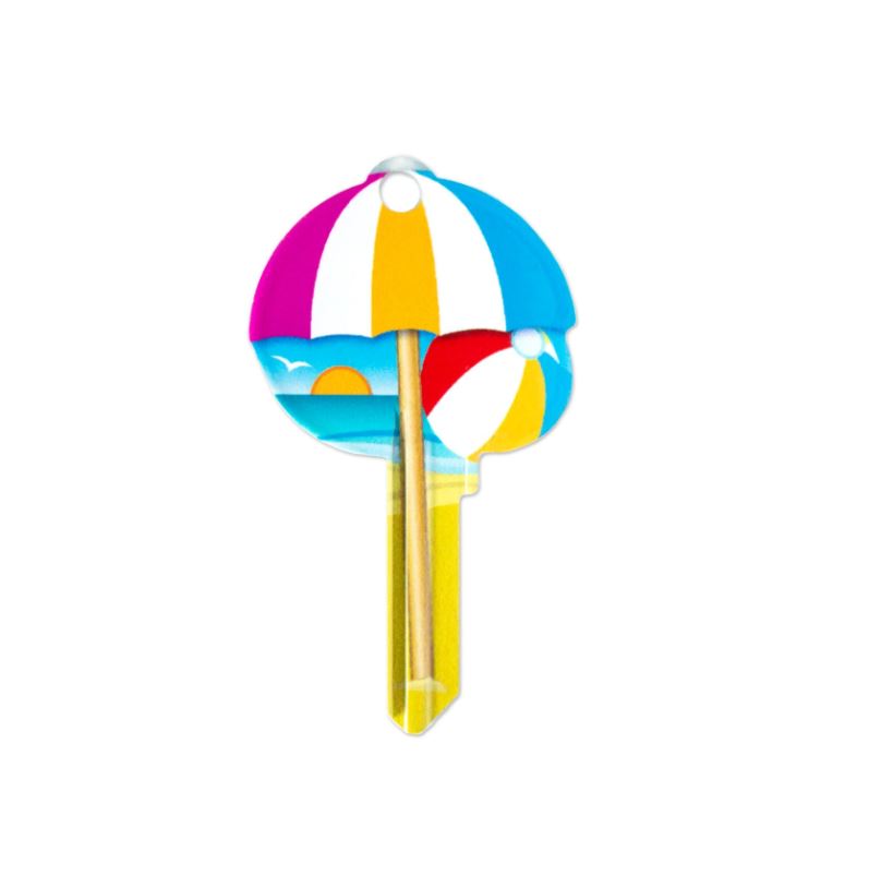 Beach Umbrella & Ball Shaped Uncut House Key Blank