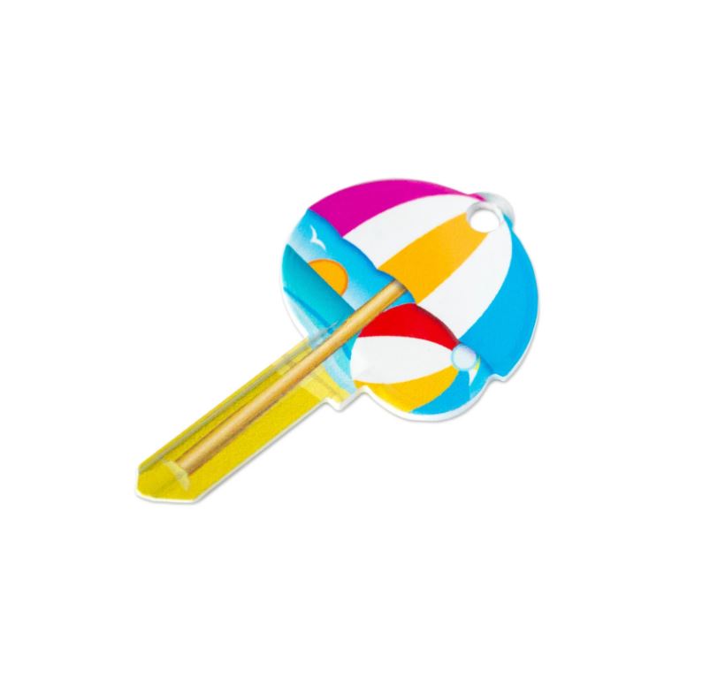 Beach Umbrella & Ball Shaped Uncut House Key Blank