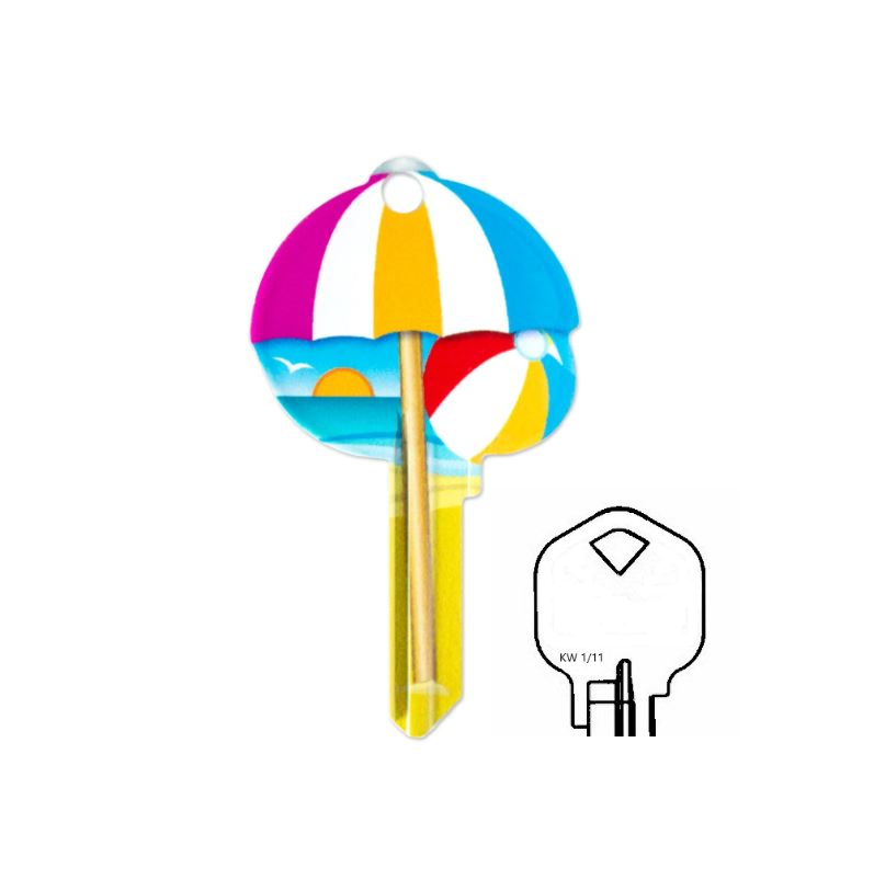 Beach Umbrella & Ball Shaped Uncut House Key Blank