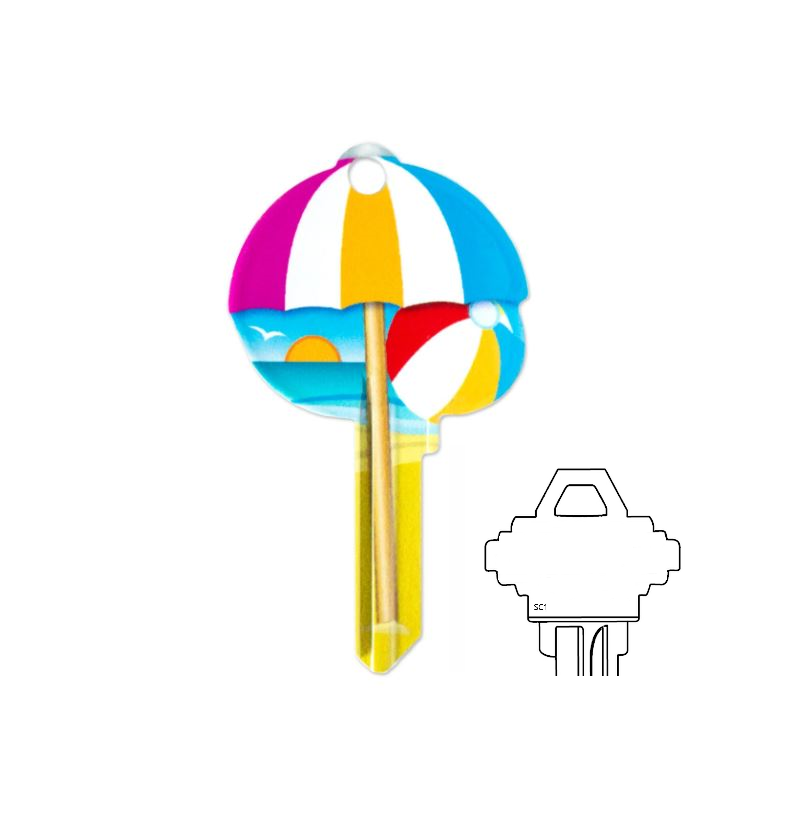 Beach Umbrella & Ball Shaped Uncut House Key Blank
