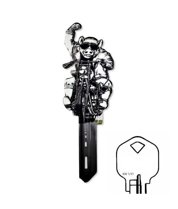 Harley Hog on Motorcycle Biker Uncut House Key Blank
