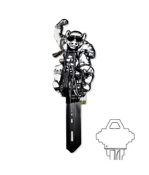 Harley Hog on Motorcycle Biker Uncut House Key Blank
