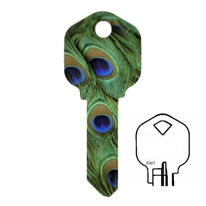 Peacock Feathers Uncut House Key Blank