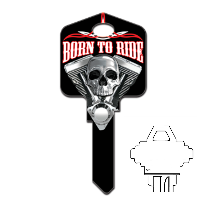 Born to Ride Uncut House Key Blank