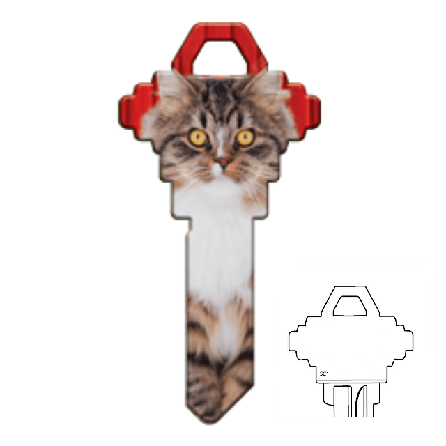 Cat Lover's Uncut House Key Blank 4 Designs