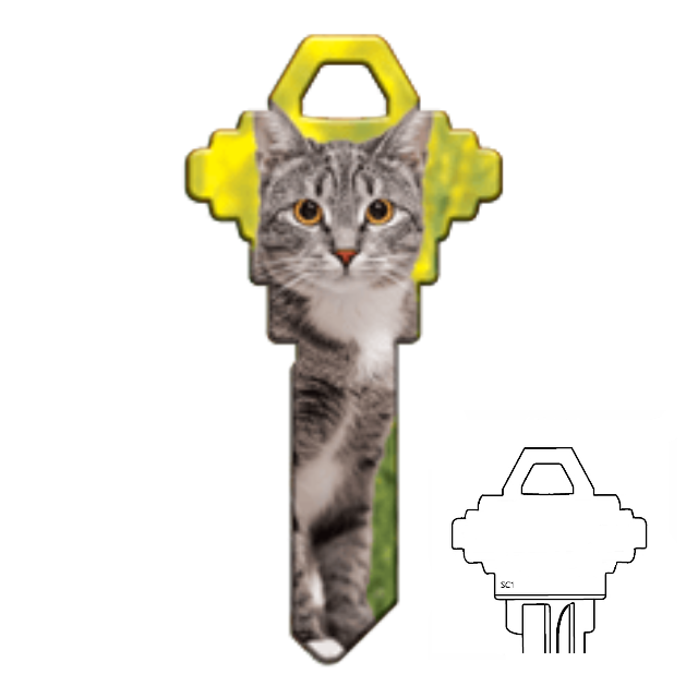 Cat Lover's Uncut House Key Blank 4 Designs