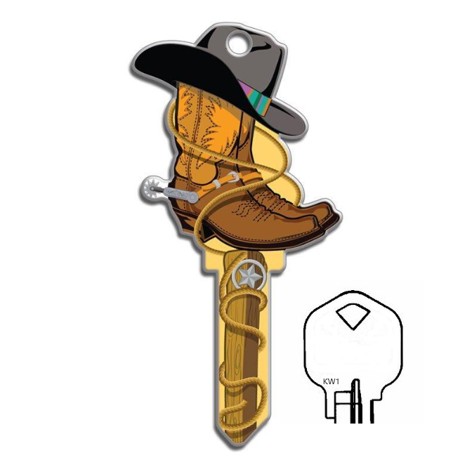 Cowboy Hat & Boot Uncut Shaped House Key