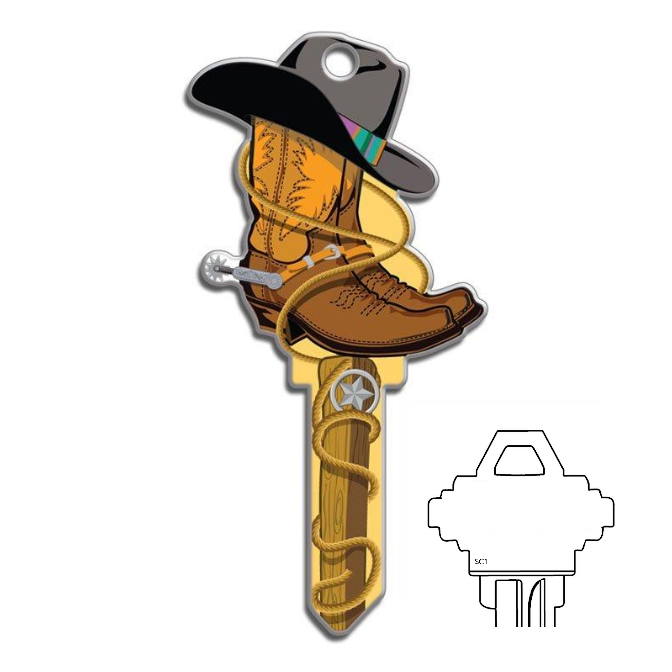 Cowboy Hat & Boot Uncut Shaped House Key