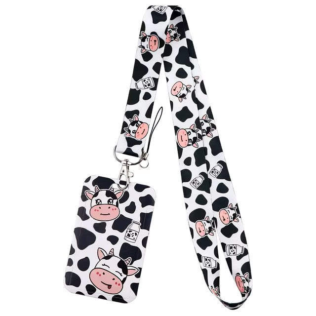 Happy Cow Lanyard Badge, Cell Phone, ID Card Holder, Keychain Neck Strap Keyring