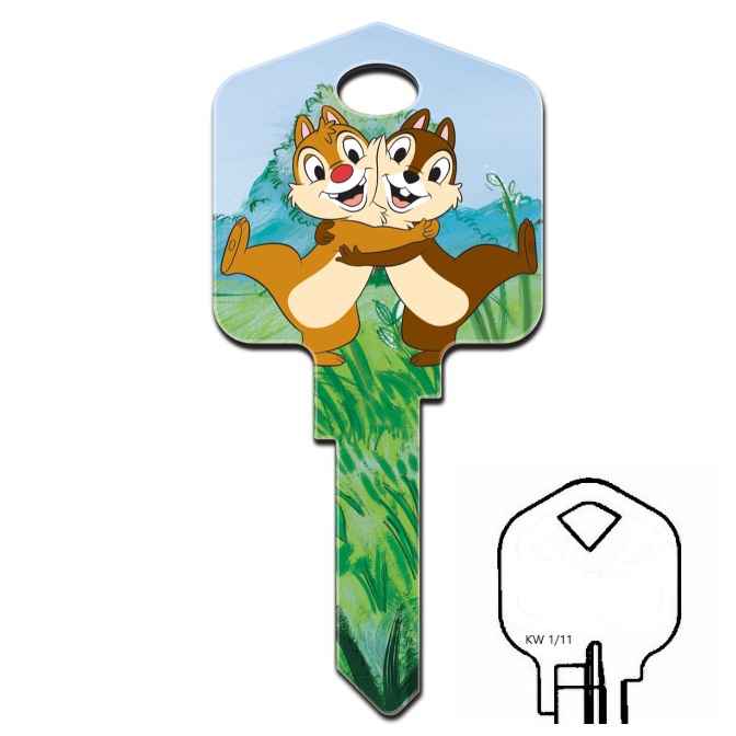 Disney's Chipmunks Chip and Dale Uncut House Key Blank